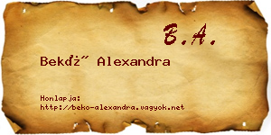 Bekő Alexandra névjegykártya